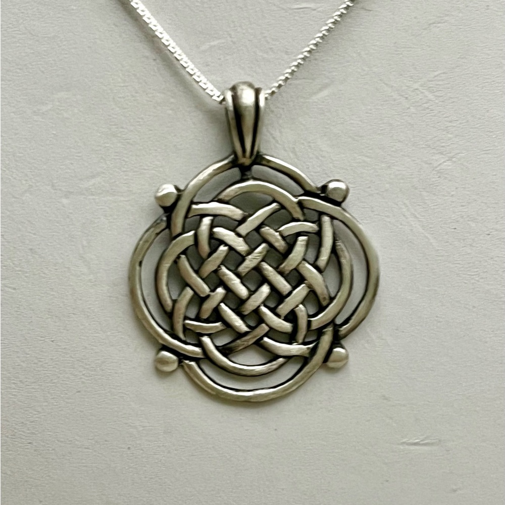 Pewter Tone Celtic Knotwork Pendant Necklace